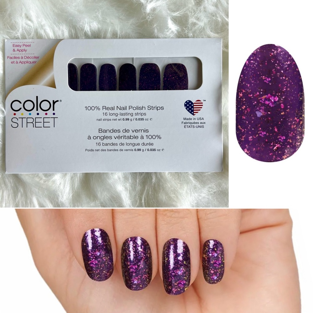 💅 2/$18 Color Street Flake My Day Purple Nail Polish Strips NIB